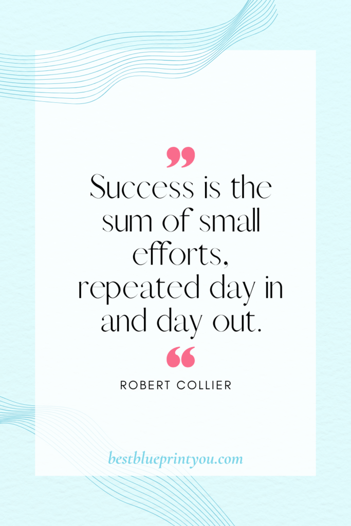 Robert Collier quote:  Success is the sum of small efforts, repeated day in and day out.
